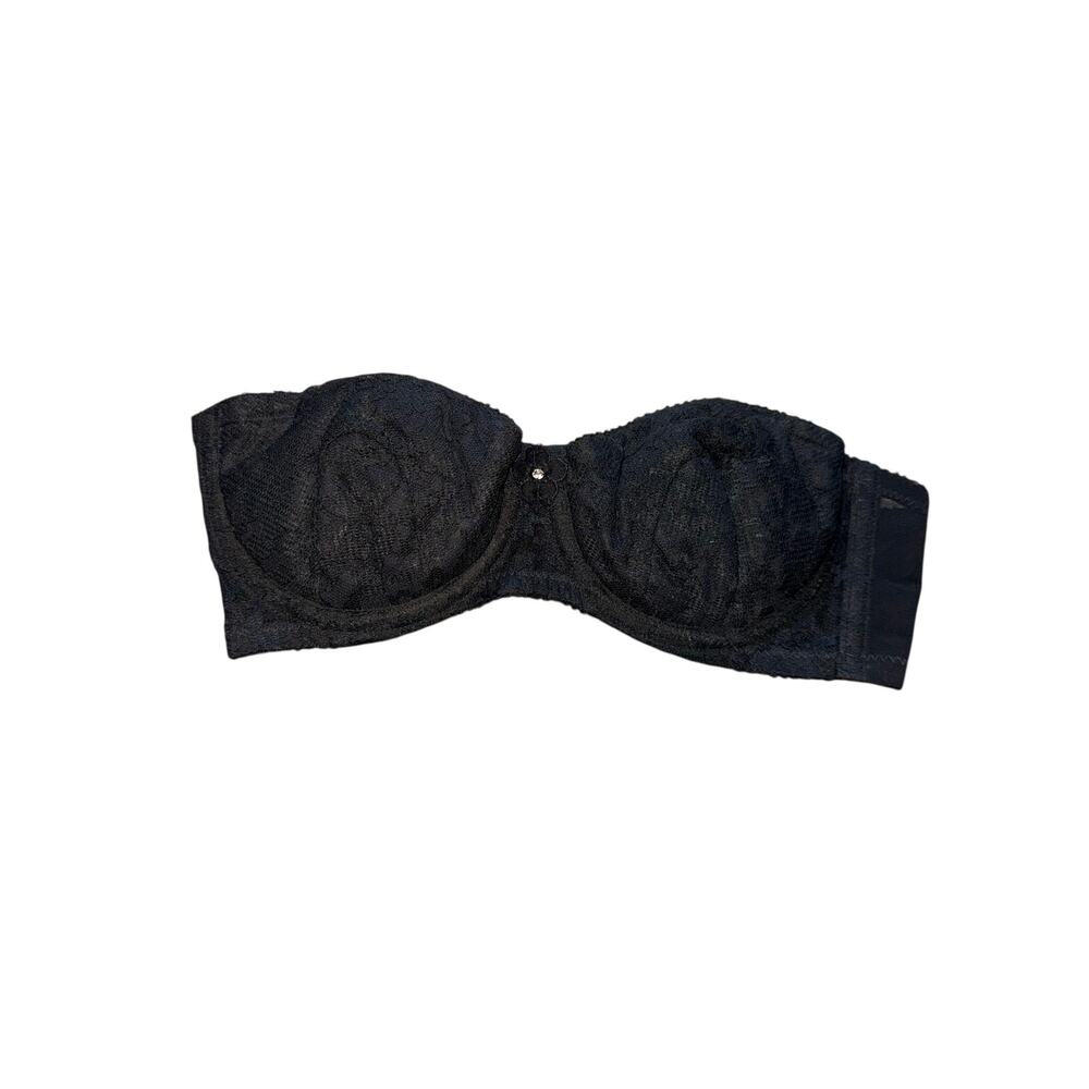 Vintage Charmfit’s MagiCloud Strapless Push-Up Bra Black Lace Underwire 32A USA